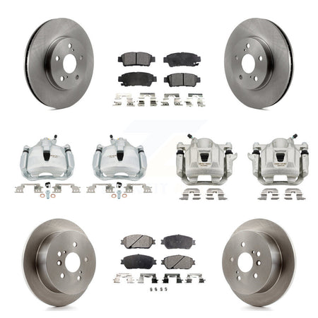 Front Rear Brake Caliper Rotors Semi-Metallic Pad Kit (10Pc) For 2004-2010 Toyota Sienna KC8-101026P