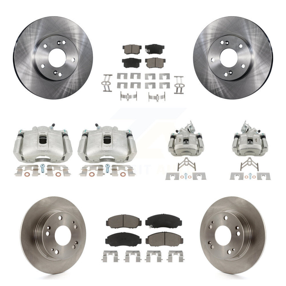 Front Rear Disc Brake Caliper Rotors And Ceramic Pads Kit (10Pc) For Honda Accord KC8-101027C