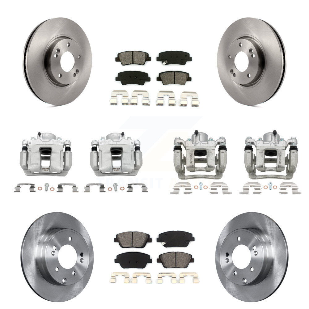 Front Rear Disc Brake Caliper Rotors Semi-Metallic Pad Kit (10Pc) For Hyundai Sonata Kia KC8-101029S