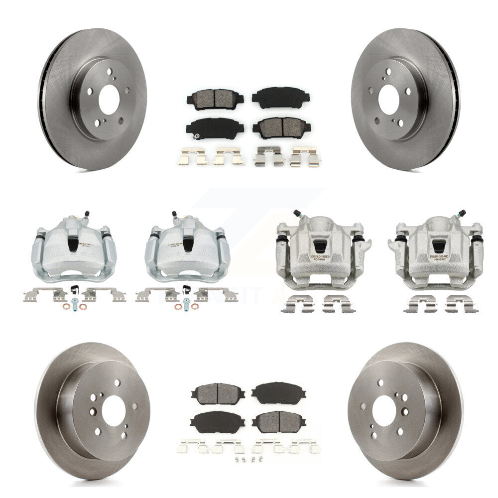 Front Rear Brake Caliper Rotors Semi-Metallic Pad Kit (10Pc) For 2004-2010 Toyota Sienna KC8-101031S