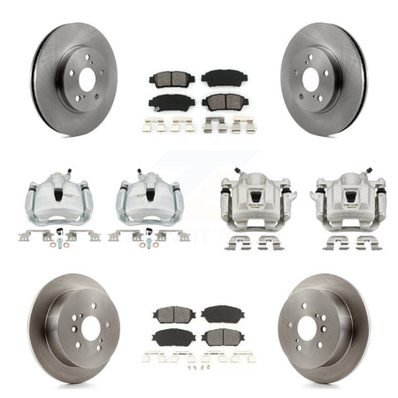 Front Rear Brake Caliper Rotors Semi-Metallic Pad Kit (10Pc) For 2004-2010 Toyota Sienna KC8-101031S