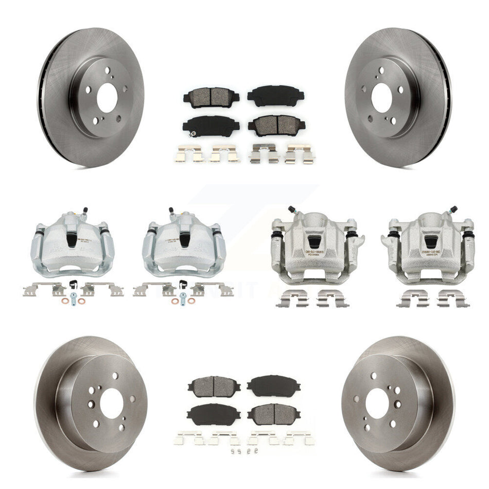 Front Rear Brake Caliper Rotors Semi-Metallic Pad Kit (10Pc) For 2004-2010 Toyota Sienna KC8-101031S