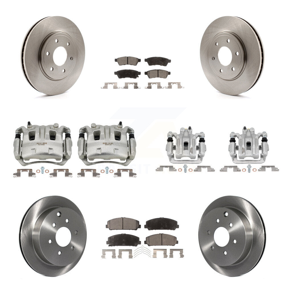 Front Rear Disc Brake Caliper Rotors And Semi-Metallic Pad Kit (10Pc) For Suzuki Equator KC8-101033P