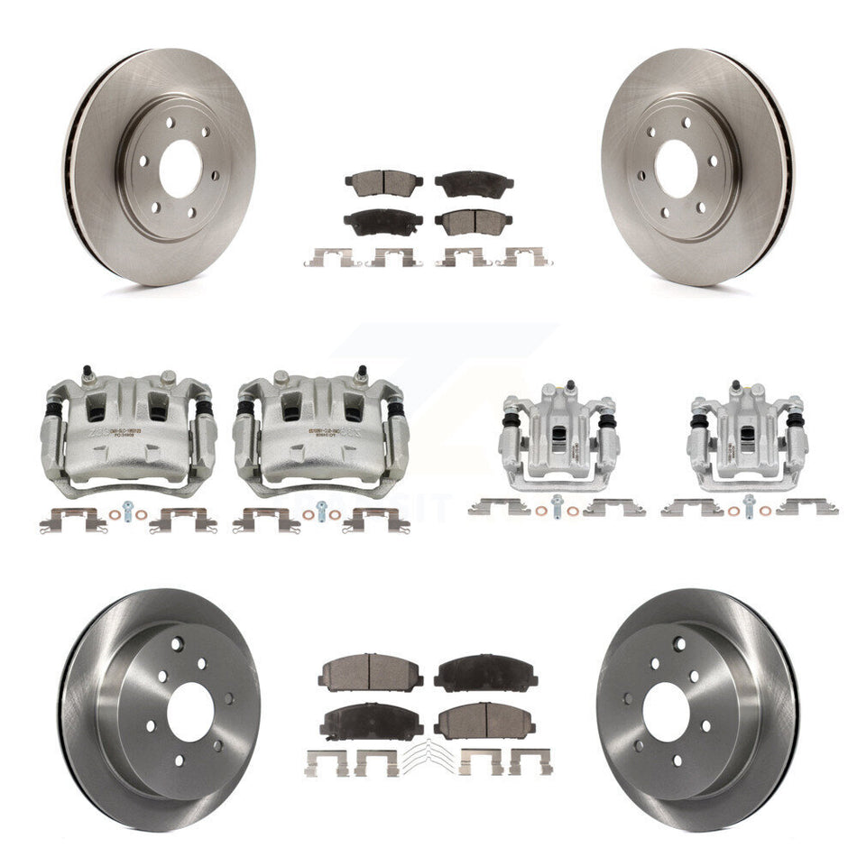 Front Rear Disc Brake Caliper Rotors And Semi-Metallic Pad Kit (10Pc) For Suzuki Equator KC8-101033P