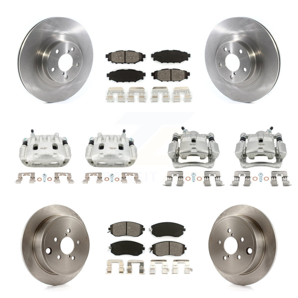 Front Rear Brake Caliper Rotors Semi-Metallic Pad Kit (10Pc) For Subaru Impreza Forester KC8-101033S
