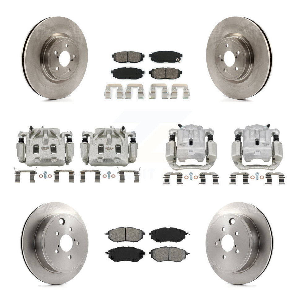 Front Rear Brake Caliper Rotors & Semi-Metallic Pad Kit (10Pc) For Subaru Outback Legacy KC8-101036S