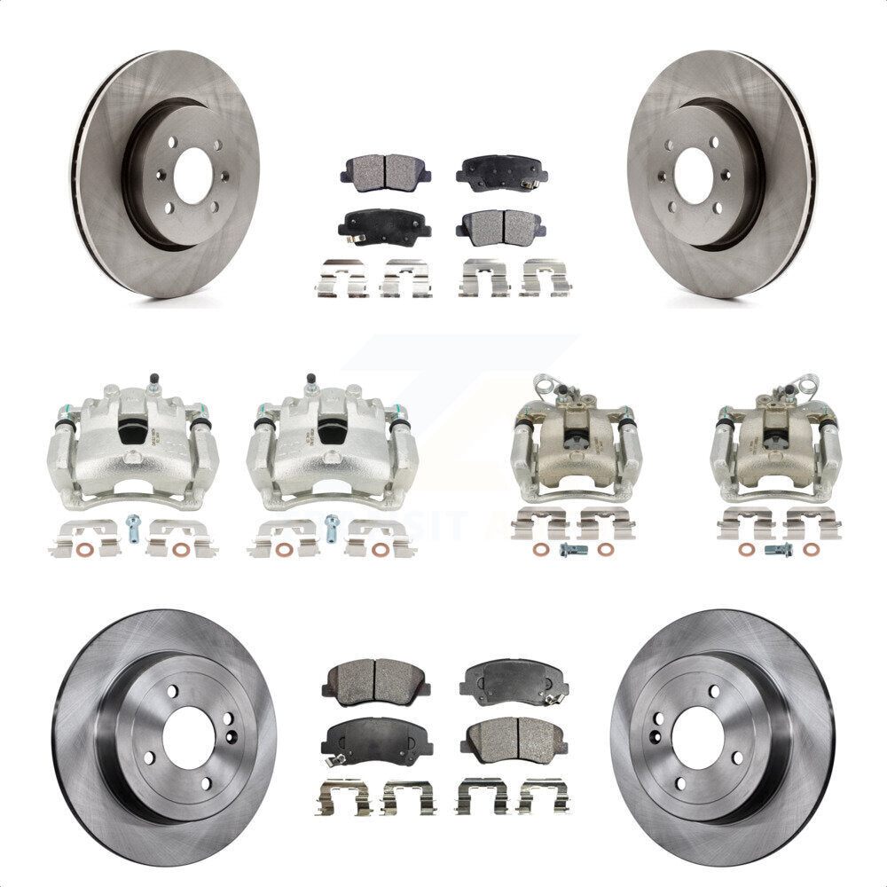 Front Rear Disc Brake Caliper Rotors And Semi-Metallic Pads Kit (10Pc) For Kia Rio KC8-101037P by Transit Auto