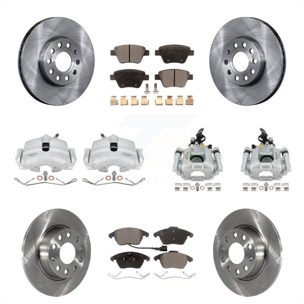 Front Rear Disc Brake Caliper Rotors And Ceramic Pads Kit (10Pc) For 2012 Volkswagen Beetle 2.5L with Naturally Aspirated With 288mm Diameter Rotor KC8-101037T by Transit Auto