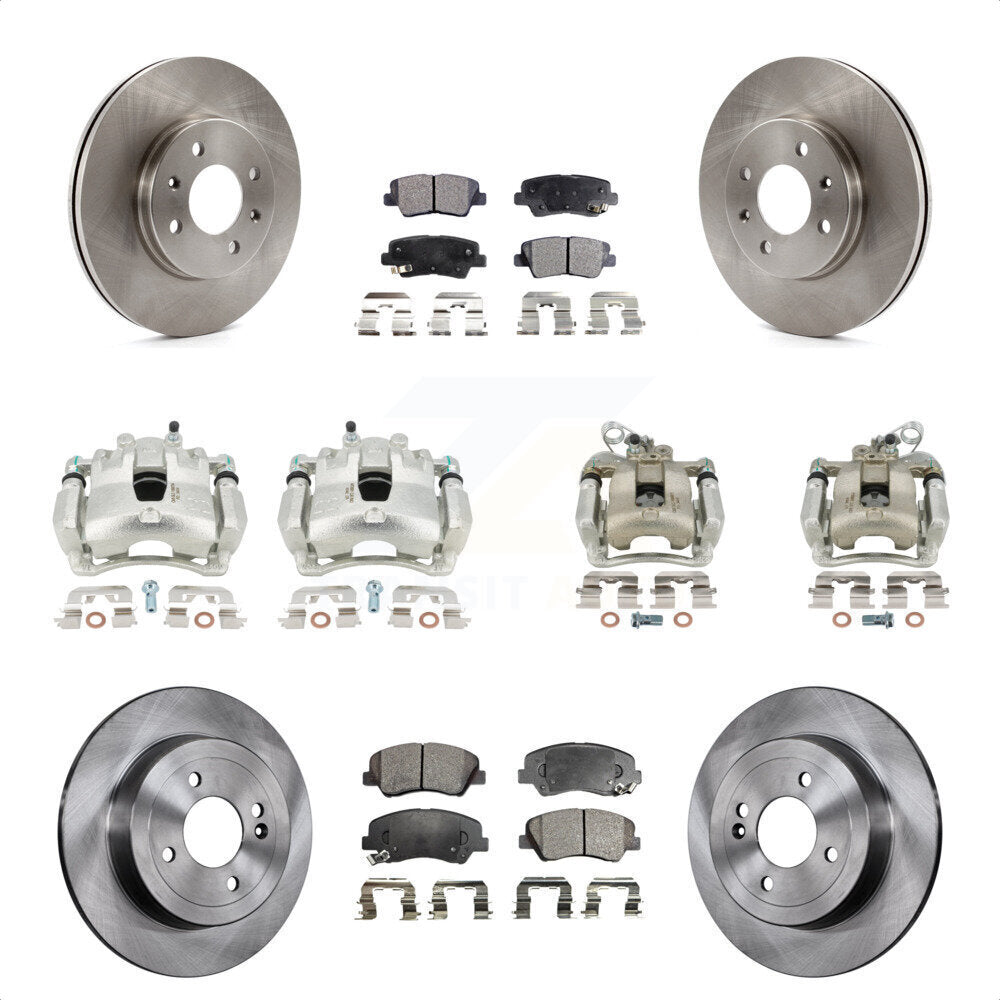 Front Rear Disc Brake Caliper Rotors And Semi-Metallic Pads Kit (10Pc) For Kia Rio KC8-101038P by Transit Auto