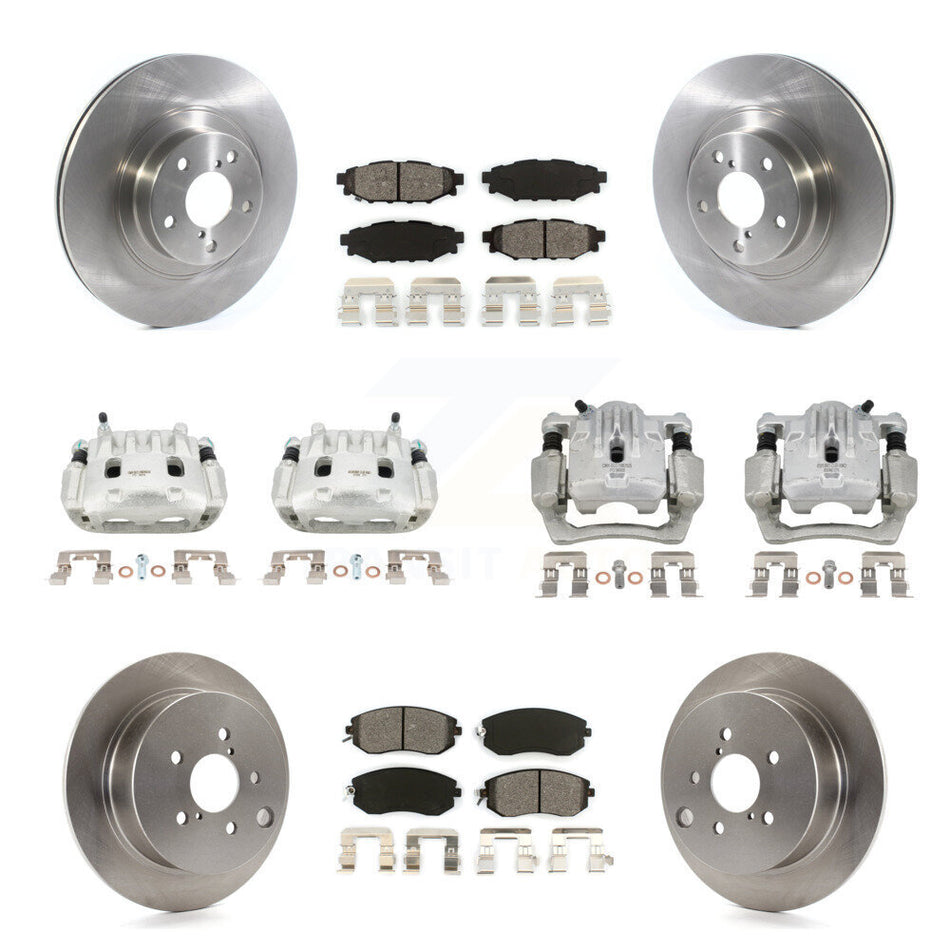 Front Rear Disc Brake Caliper Rotors Semi-Metallic Pad Kit (10Pc) For Subaru Forester XV KC8-101038S