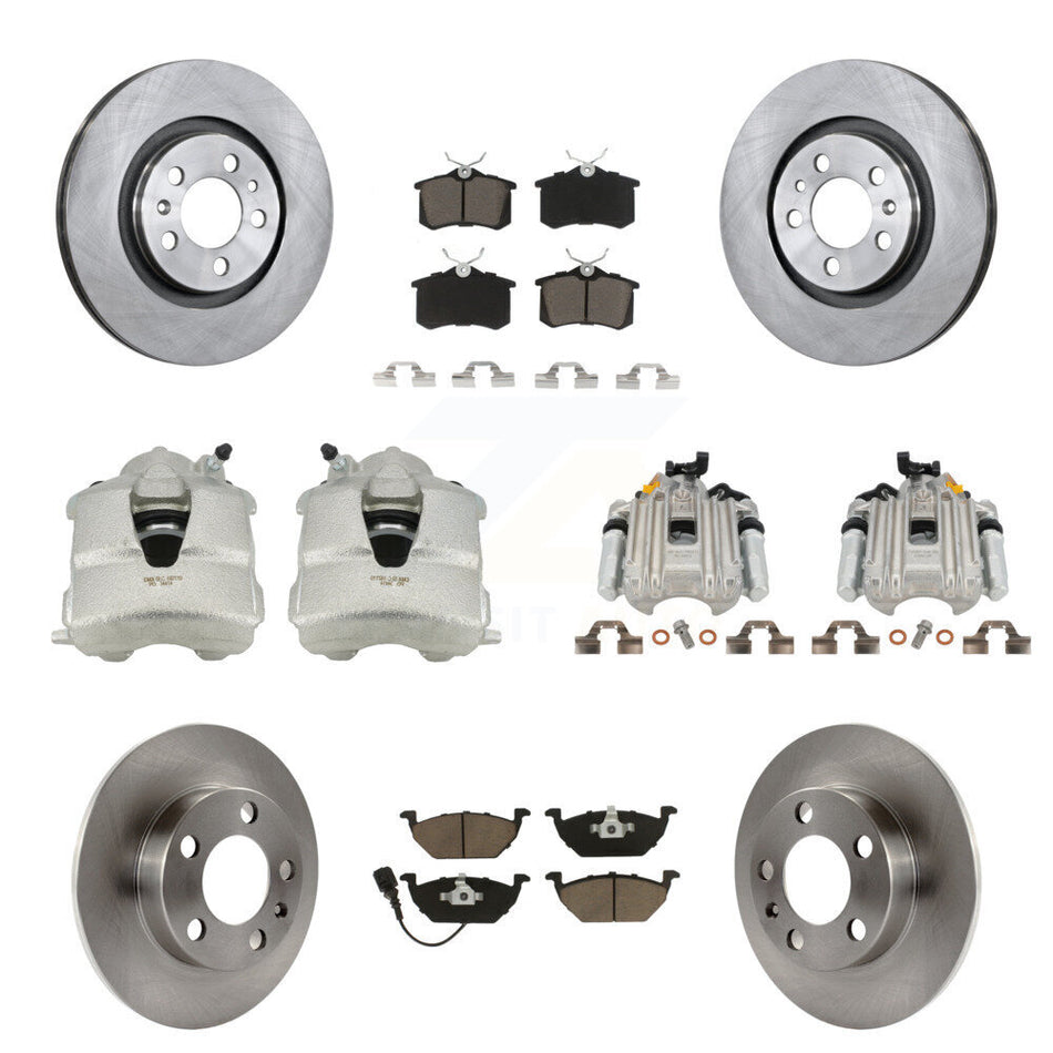 Front Rear Disc Brake Caliper Rotors And Ceramic Pads Kit (10Pc) For Volkswagen Jetta City KC8-101040C