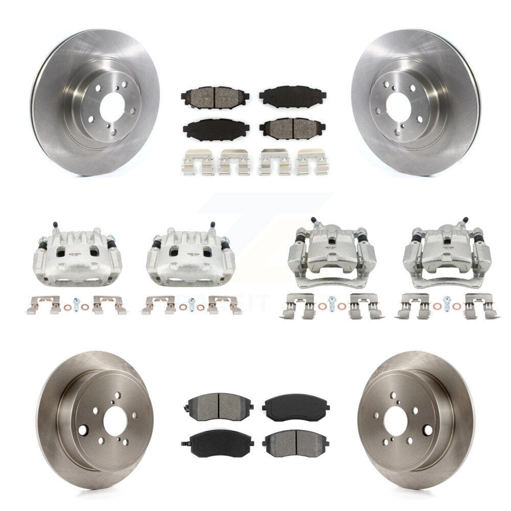 Front Rear Brake Caliper Rotors Semi-Metallic Pad Kit (10Pc) For Subaru Impreza Forester KC8-101040S