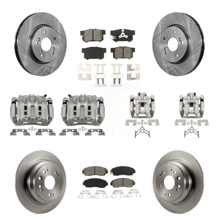 Front Rear Brake Caliper Rotor Semi-Metallic Pad Kit (10Pc) For 2012 Honda Crosstour FWD KC8-101043S