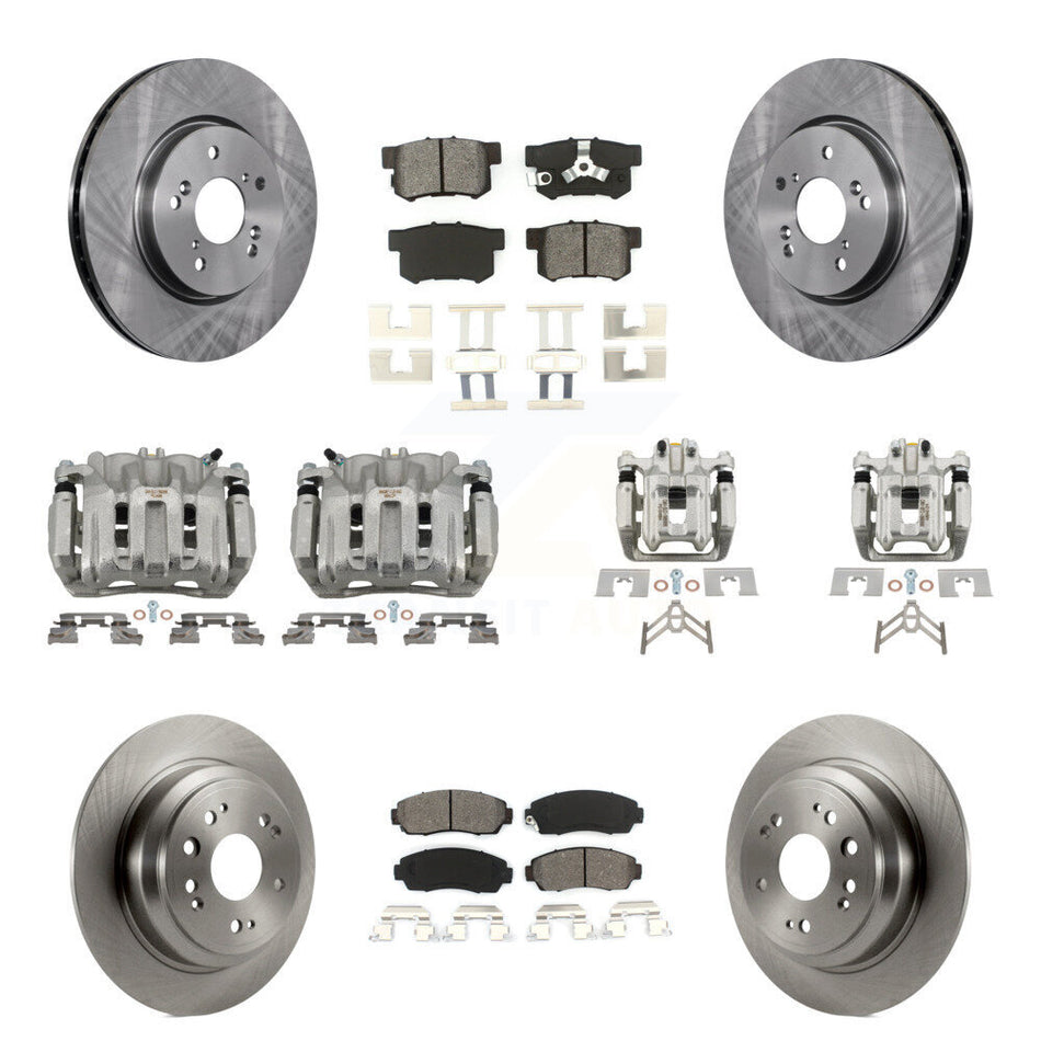 Front Rear Brake Caliper Rotor Semi-Metallic Pad Kit (10Pc) For 2012 Honda Crosstour FWD KC8-101043S