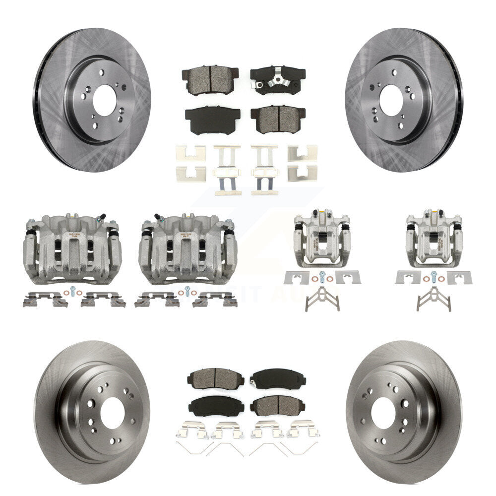 Front Rear Disc Brake Caliper Rotor And Semi-Metallic Pad Kit (10Pc) For Honda Crosstour KC8-101044S