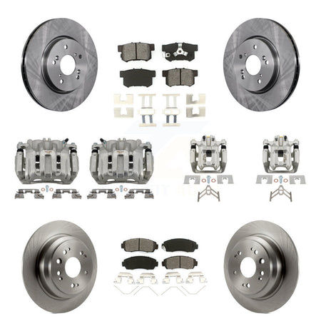 Front Rear Disc Brake Caliper Rotor And Semi-Metallic Pad Kit (10Pc) For Honda Crosstour KC8-101044S