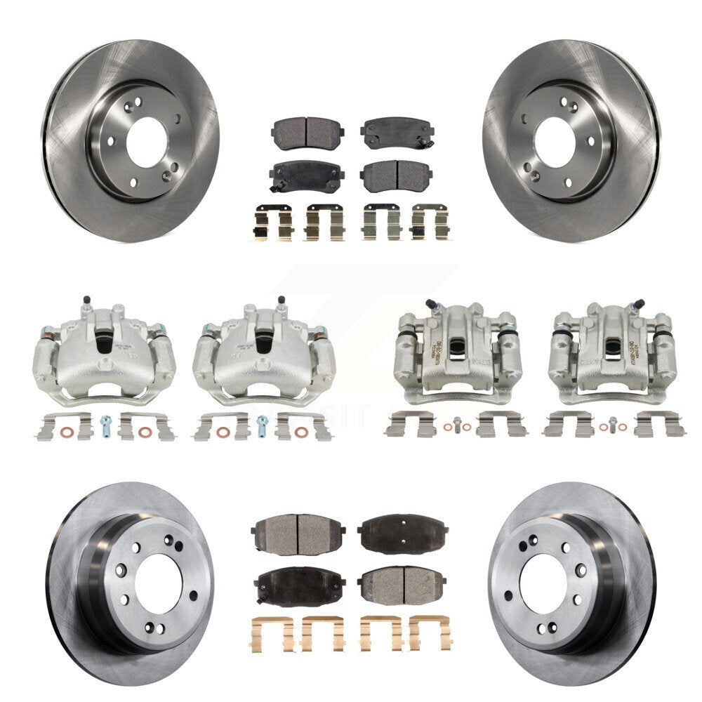 Front Rear Disc Brake Caliper Rotors And Ceramic Pads Kit (10Pc) For Hyundai Elantra KC8-101044T