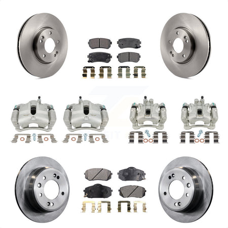 Front Rear Disc Brake Caliper Rotors And Semi-Metallic Pads Kit (10Pc) For Kia Sportage Hyundai Tucson KC8-101045P by Transit Auto