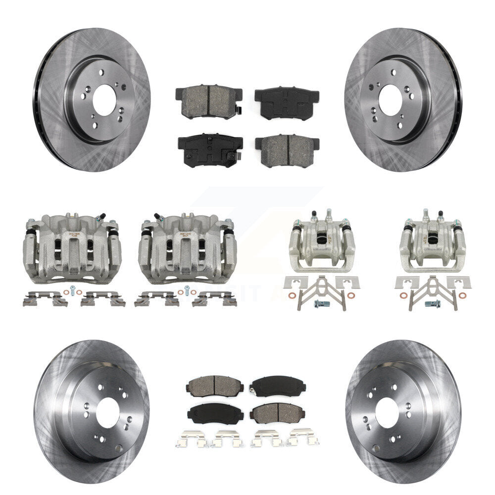 Front Rear Disc Brake Caliper Rotors And Semi-Metallic Pads Kit (10Pc) For Acura RDX KC8-101046S