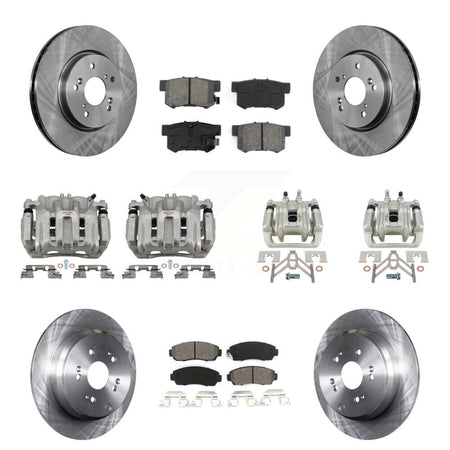 Front Rear Disc Brake Caliper Rotors And Semi-Metallic Pads Kit (10Pc) For Acura RDX KC8-101046S