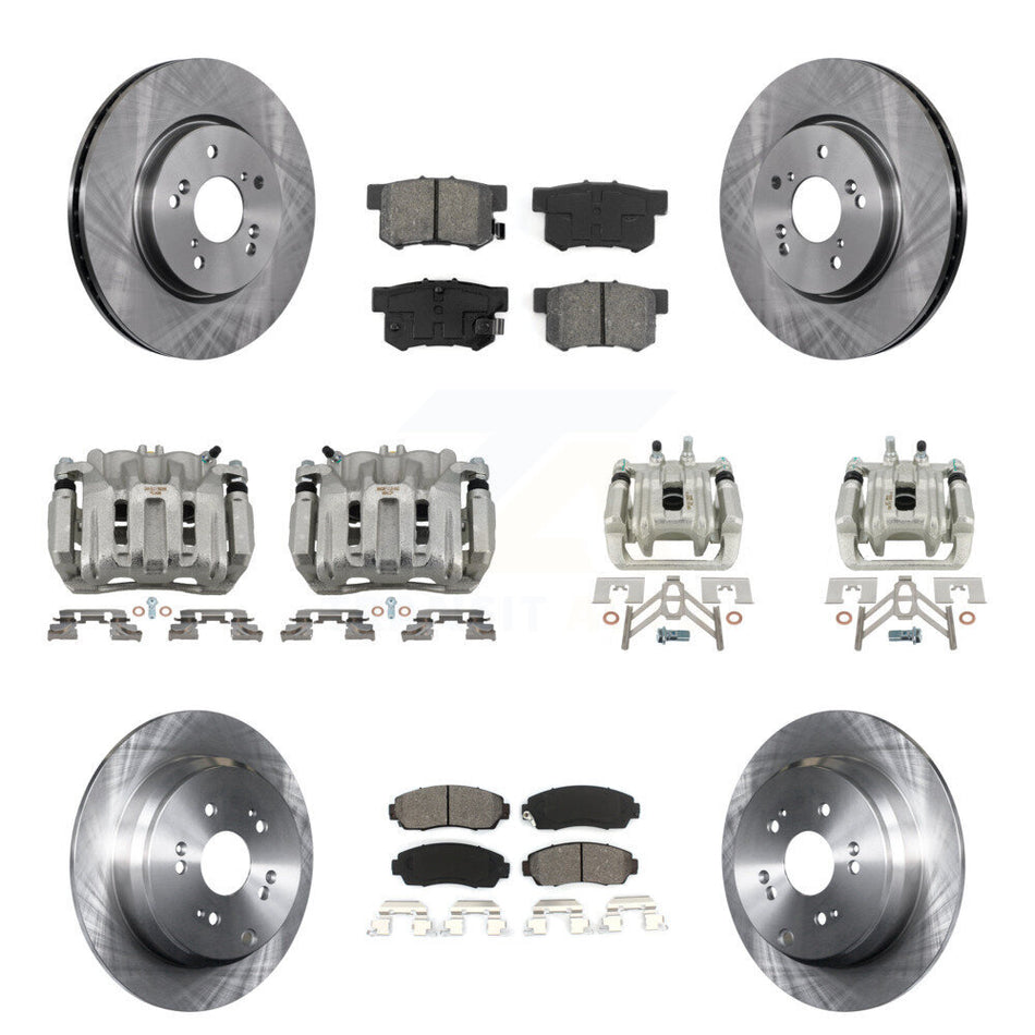 Front Rear Disc Brake Caliper Rotors And Semi-Metallic Pads Kit (10Pc) For Acura RDX KC8-101046S