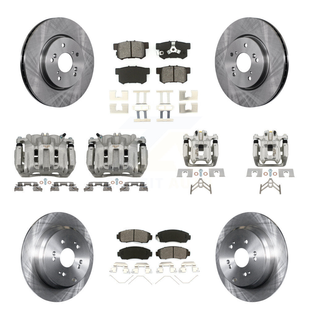 Front Rear Brake Caliper Rotor Semi-Metallic Pad Kit (10Pc) For 2012-2016 Honda CR-V AWD KC8-101047S