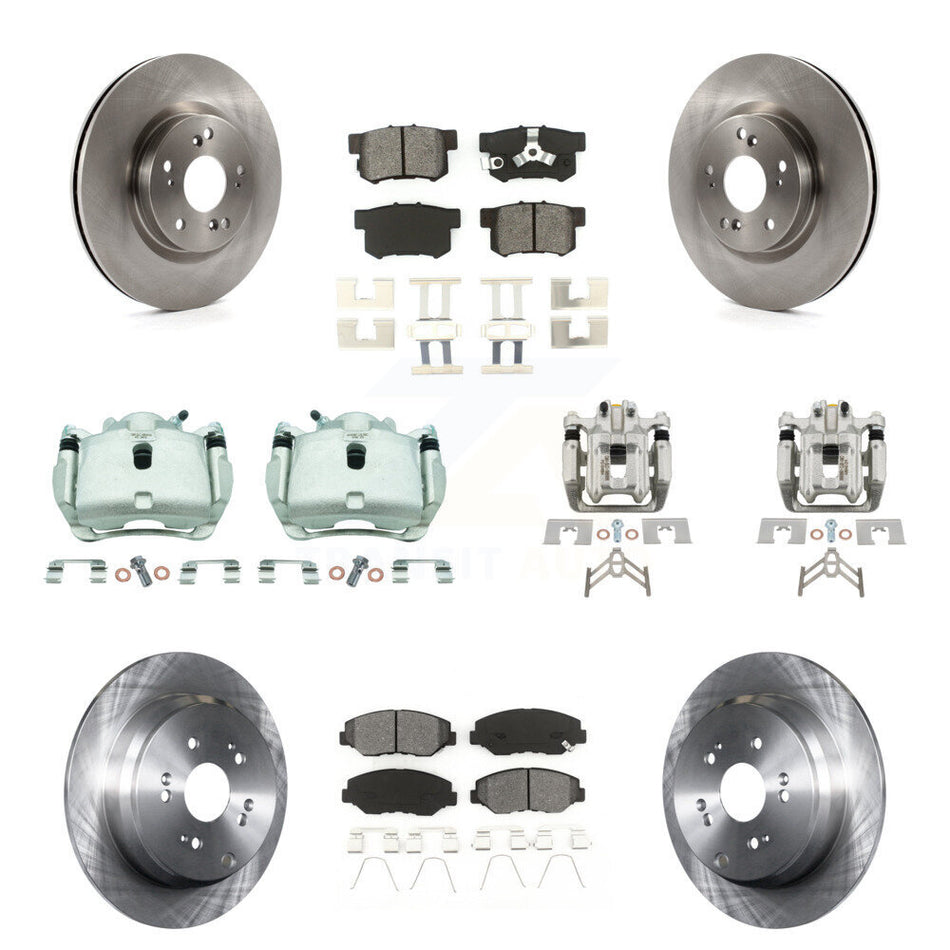Front Rear Brake Caliper Rotor Semi-Metallic Pad Kit (10Pc) For 2012-2016 Honda CR-V FWD KC8-101048S