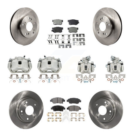 Front Rear Disc Brake Caliper Rotors Ceramic Pad Kit (10Pc) For 2013-2015 Acura ILX 1.5L KC8-101048T