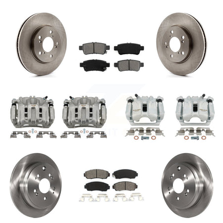 Front Rear Brake Caliper Rotors Semi-Metallic Pad Kit (10Pc) For 2005-2010 Honda Odyssey KC8-101049S
