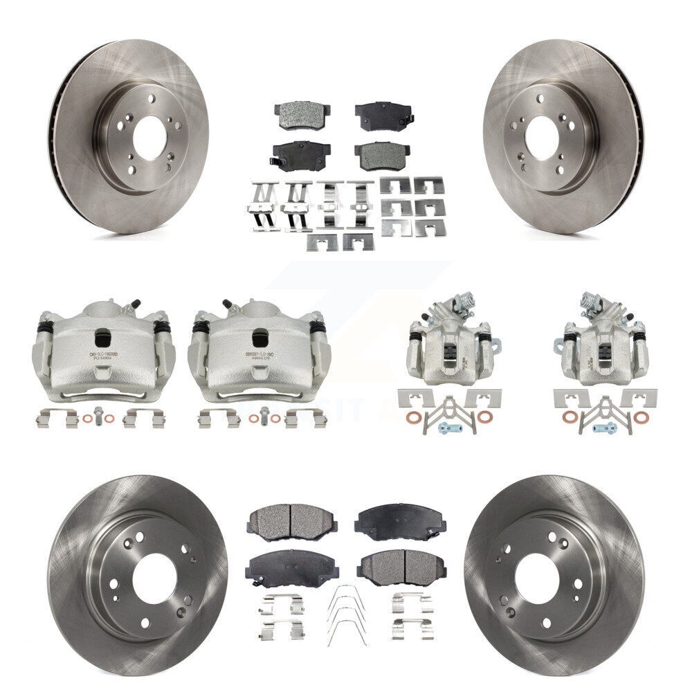 Front Rear Disc Brake Caliper Rotors And Ceramic Pads Kit (10Pc) For Honda Civic KC8-101050T