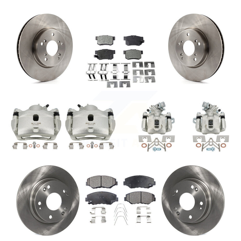 Front Rear Disc Brake Caliper Rotors And Ceramic Pads Kit (10Pc) For Honda Civic KC8-101050T