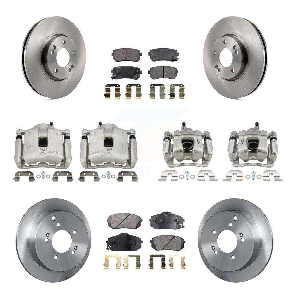 Front Rear Disc Brake Caliper Rotors And Semi-Metallic Pads Kit (10Pc) For Kia Sportage KC8-101051P