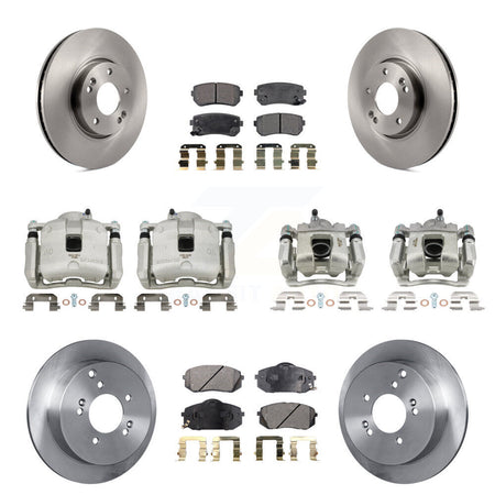 Front Rear Disc Brake Caliper Rotors And Semi-Metallic Pads Kit (10Pc) For Kia Sportage KC8-101051P