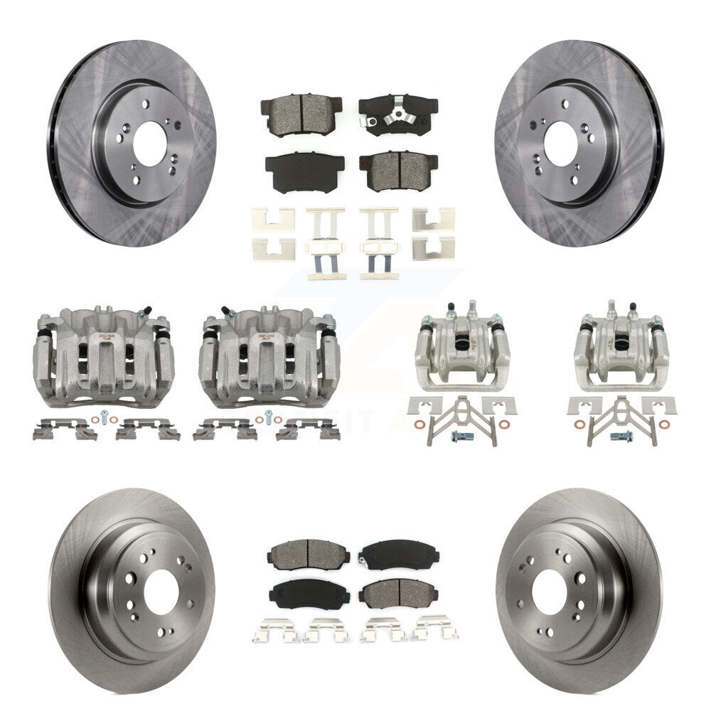 Front Rear Brake Caliper Rotor & Semi-Metallic Pad Kit (10Pc) For Honda Accord Crosstour KC8-101051S