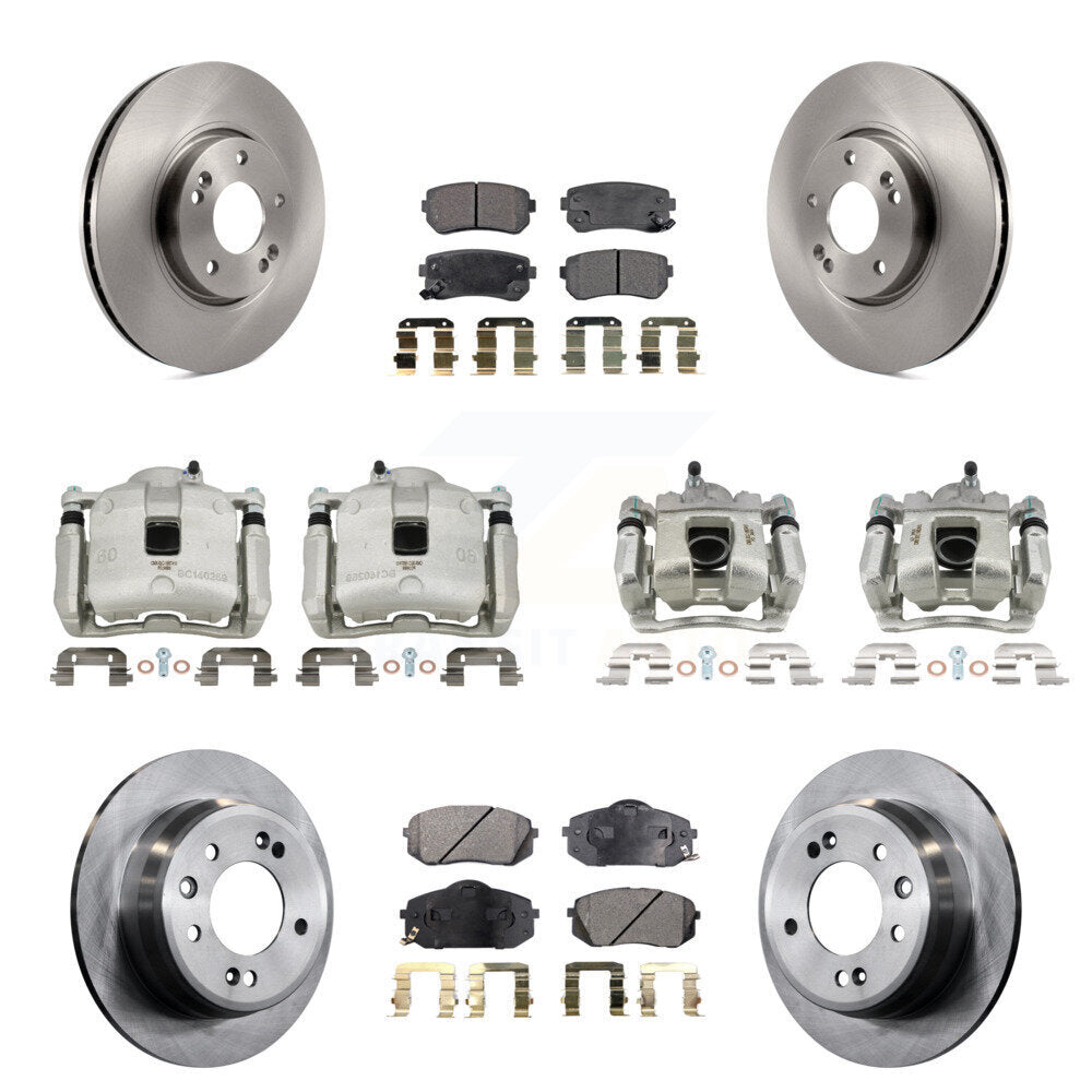 Front Rear Disc Brake Caliper Rotors And Semi-Metallic Pads Kit (10Pc) For Kia Sportage KC8-101052P