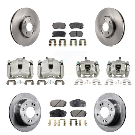Front Rear Disc Brake Caliper Rotors And Semi-Metallic Pads Kit (10Pc) For Kia Sportage KC8-101052P