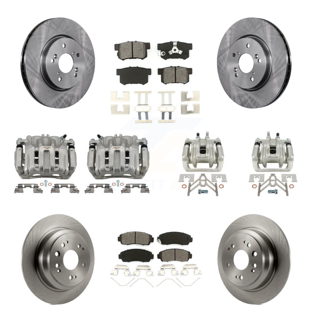 Front Rear Brake Caliper Rotor & Semi-Metallic Pad Kit (10Pc) For Honda Accord Crosstour KC8-101052S