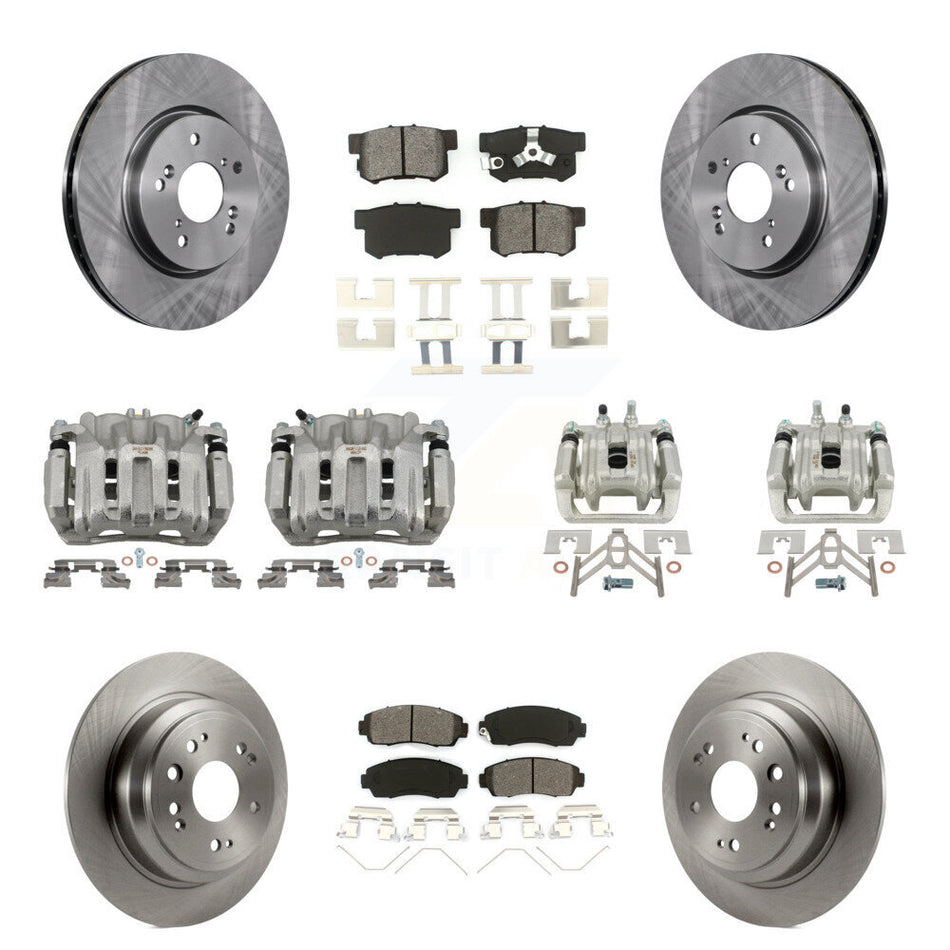 Front Rear Brake Caliper Rotor & Semi-Metallic Pad Kit (10Pc) For Honda Accord Crosstour KC8-101052S