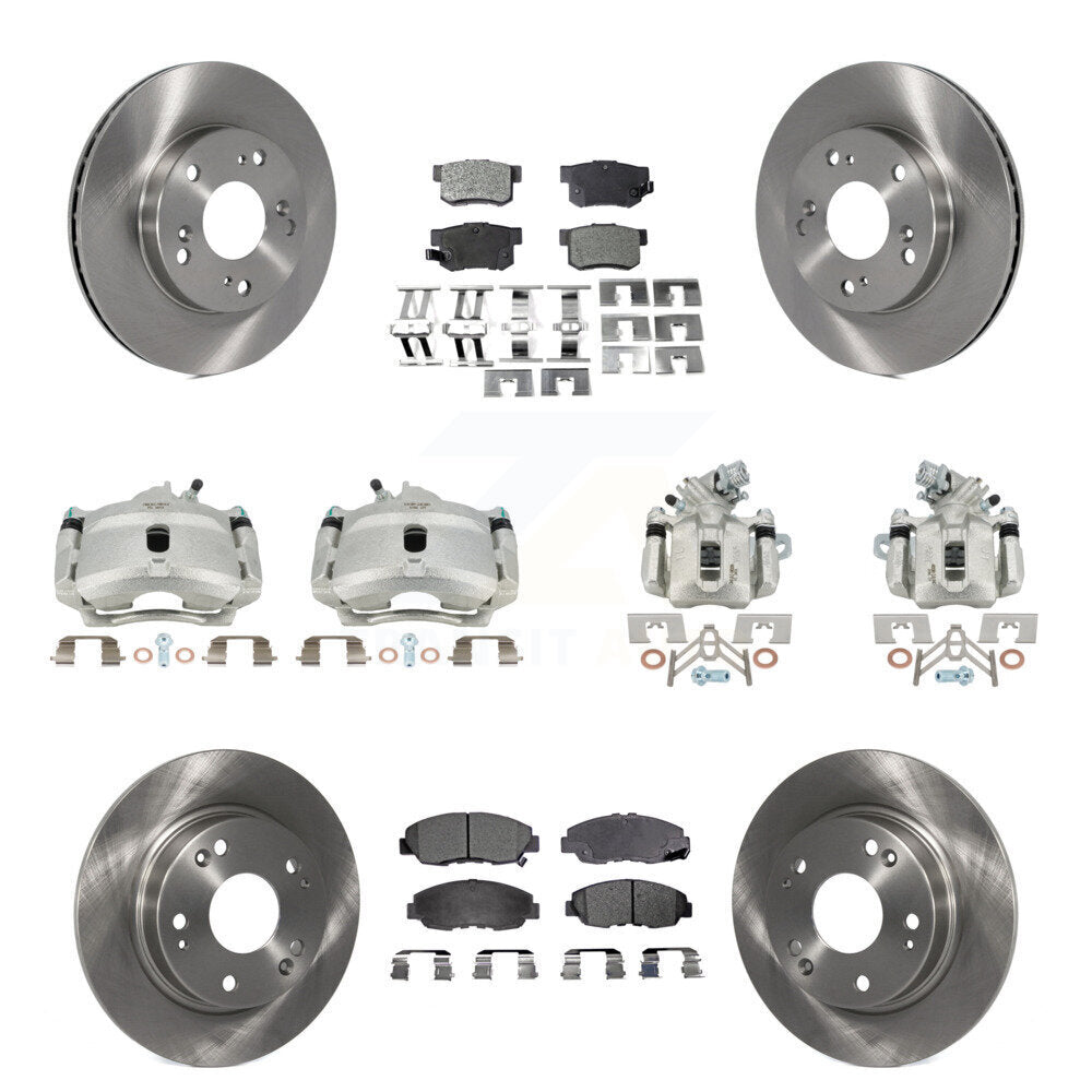 Front Rear Disc Brake Caliper Rotors And Ceramic Pads Kit (10Pc) For Honda Civic KC8-101052T