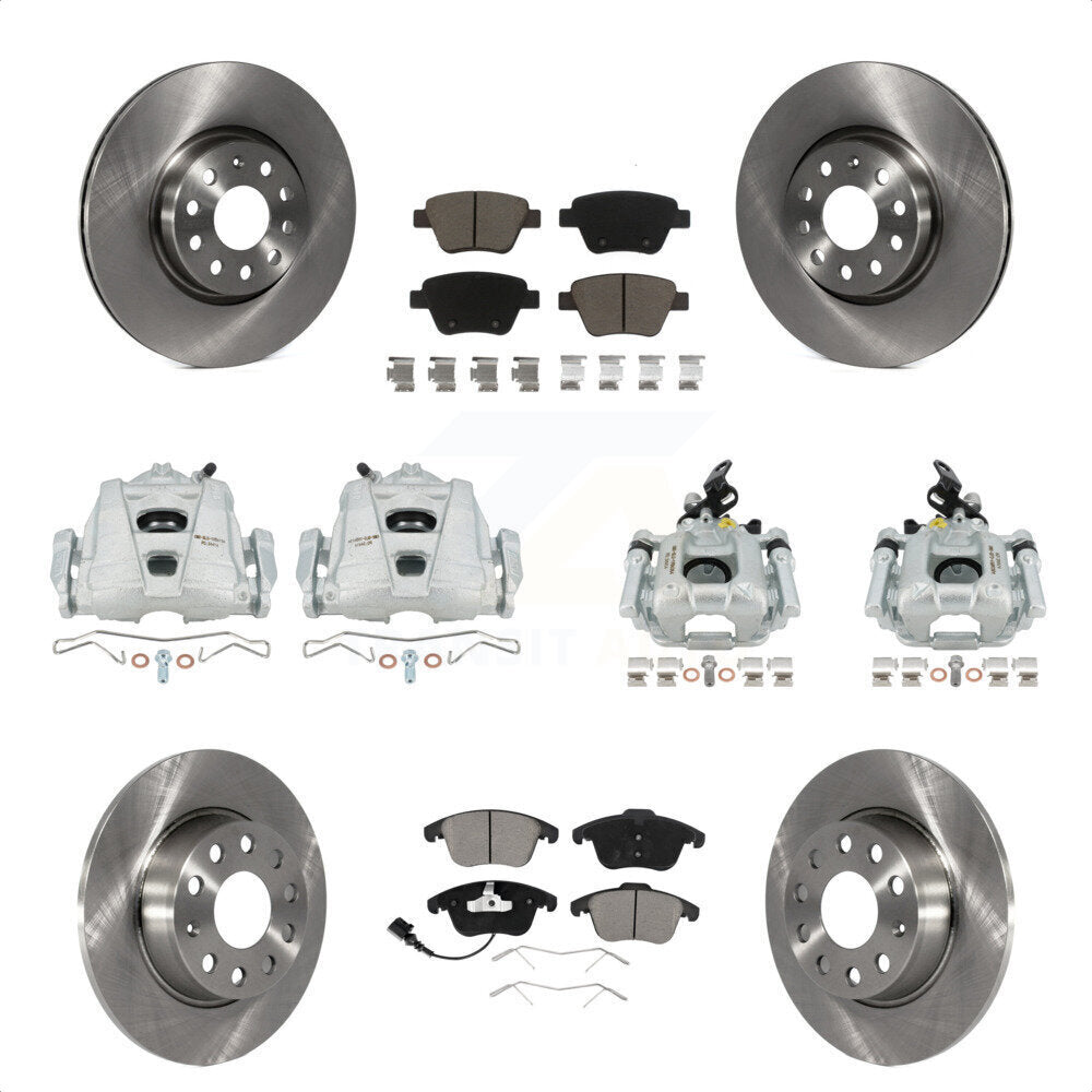 Front Rear Disc Brake Caliper Rotors And Ceramic Pads Kit (10Pc) For Volkswagen Passat KC8-101053C by Transit Auto