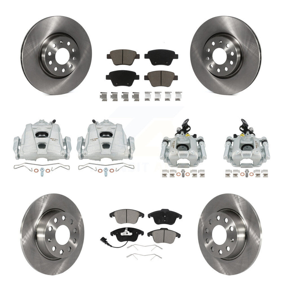 Front Rear Disc Brake Caliper Rotors And Ceramic Pads Kit (10Pc) For Volkswagen Passat KC8-101053C