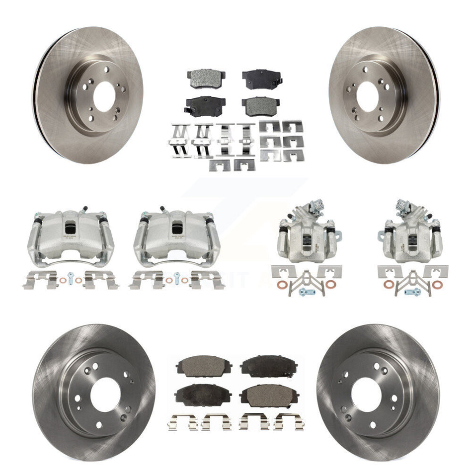Front Rear Brake Caliper Rotor And Ceramic Pad Kit (10Pc) For 2007-2010 Acura CSX Type-S KC8-101053T