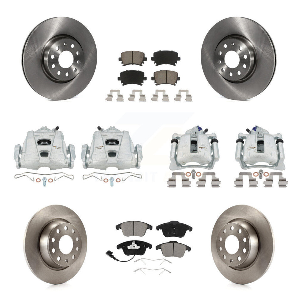 Front Rear Disc Brake Caliper Rotors And Ceramic Pads Kit (10Pc) For 2009-2011 Volkswagen Tiguan KC8-101054C
