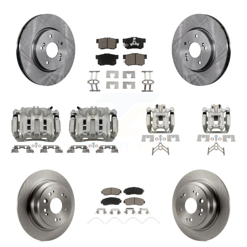 Front Rear Disc Brake Caliper Rotors And Ceramic Pads Kit (10Pc) For Honda Crosstour KC8-101055C
