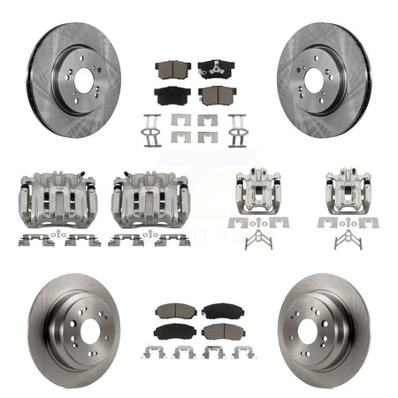 Front Rear Disc Brake Caliper Rotors Ceramic Pad Kit (10Pc) For 2012 Honda Crosstour FWD KC8-101056C