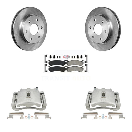 Rear Disc Brake Caliper Rotors And Semi-Metallic Pads Kit For Chevrolet Silverado 2500 HD GMC Sierra Hummer H2 1500 Suburban Yukon XL Avalanche Classic KC8-101058N by Transit Auto