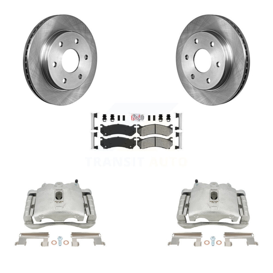 Rear Disc Brake Caliper Rotors And Semi-Metallic Pads Kit For Chevrolet Silverado 2500 HD GMC Sierra Hummer H2 1500 Suburban Yukon XL Avalanche Classic KC8-101058N by Transit Auto