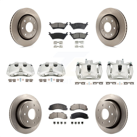 Front Rear Disc Brake Caliper Rotors And Semi-Metallic Pads Kit (10Pc) For 2012-2014 Ford F-150 With 7 Lug Wheels KC8-101059P by Transit Auto