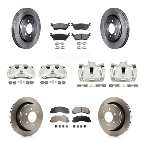 Front Rear Disc Brake Caliper Rotors And Semi-Metallic Pads Kit (10Pc) For Ford F-150 KC8-101060P by Transit Auto