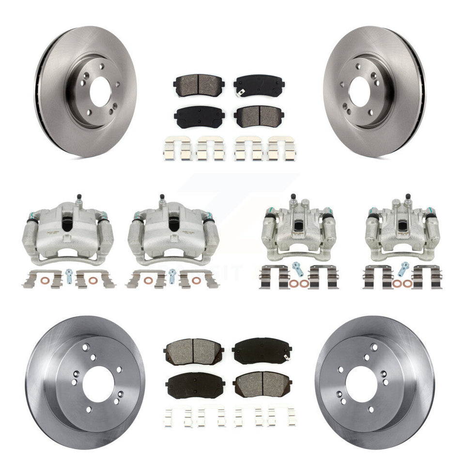 Front Rear Disc Brake Caliper Rotors And Semi-Metallic Pads Kit (10Pc) For Hyundai Tucson Kia Sportage KC8-101060S